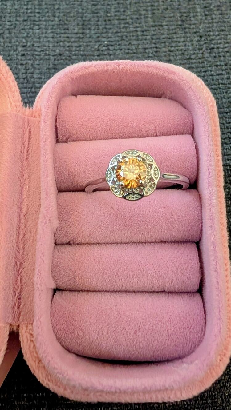 Colored Moissanite silver ring